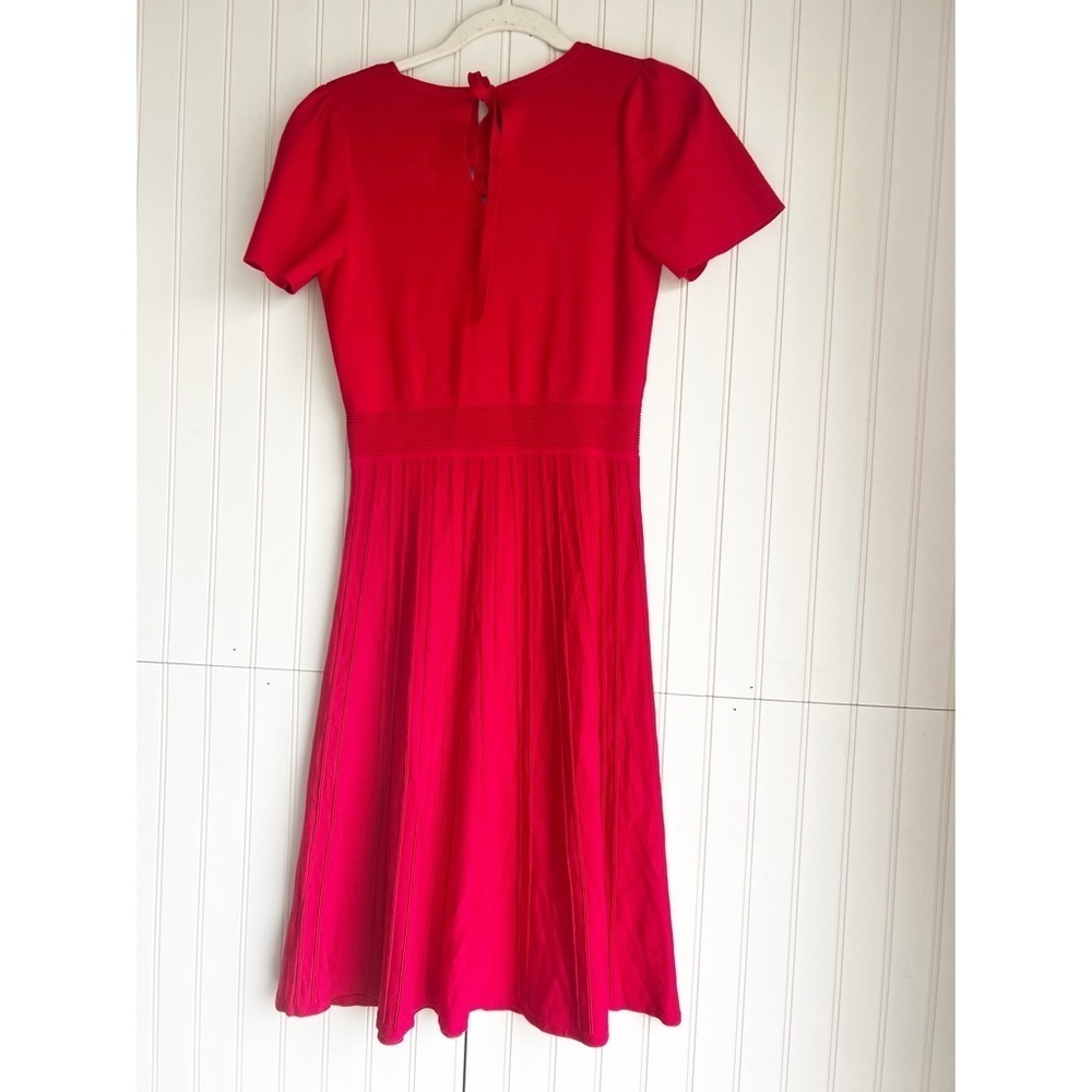 Talbots Size XS Red Pleated Flutter Sleeve Fit and Flare Knit Dress NEW! - Picture 6 of 6